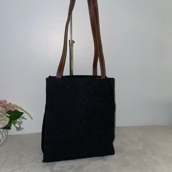 Bechamel Embroidered Tote with Leather Trim Black Small - Picture 2 of 7